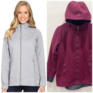 Under Armour Women’s CGI Dobson Softshell Jacket Full Zip Hooded Burgundy Small